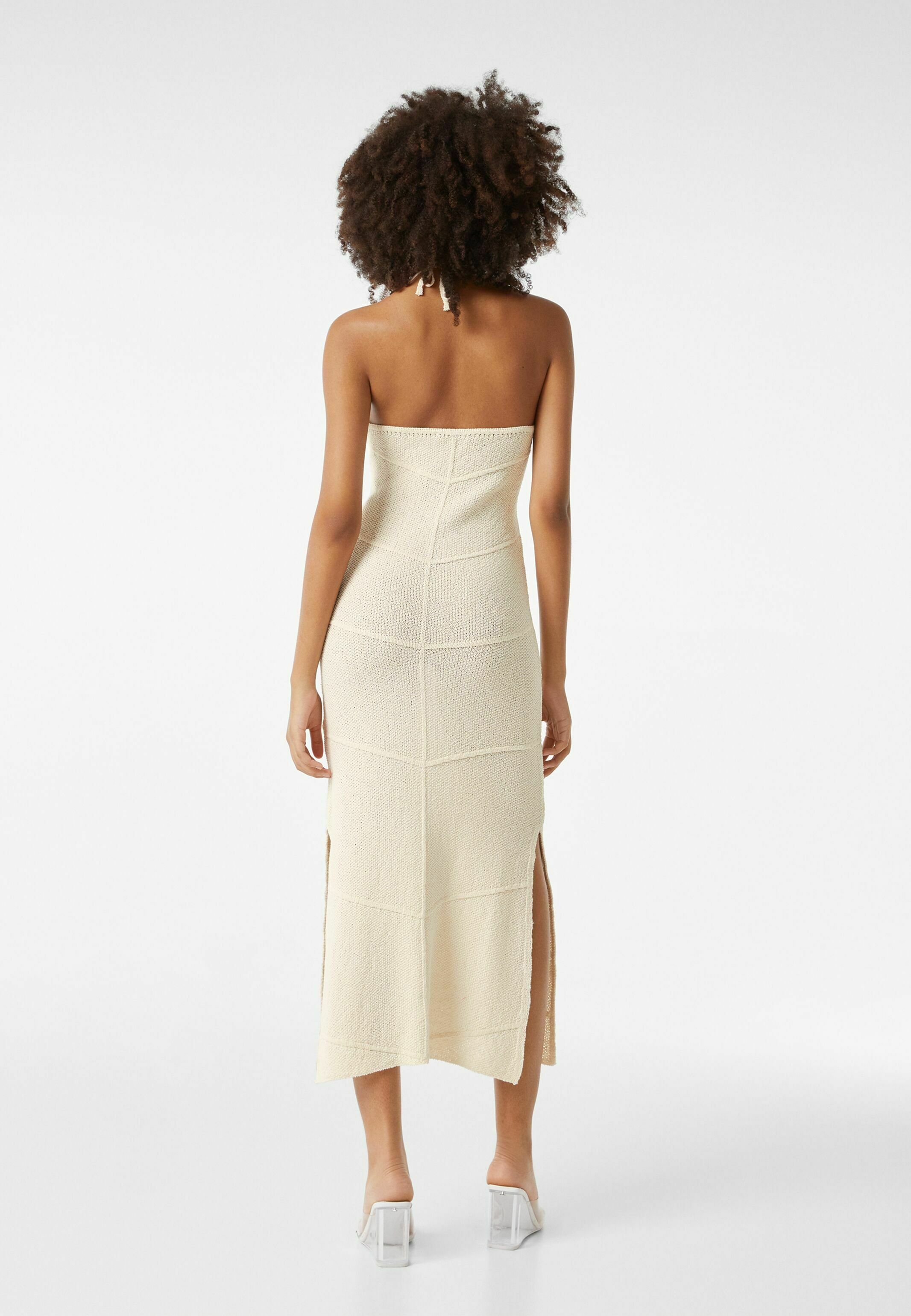 Bershka RUSTIC - Stickad klänning - off 