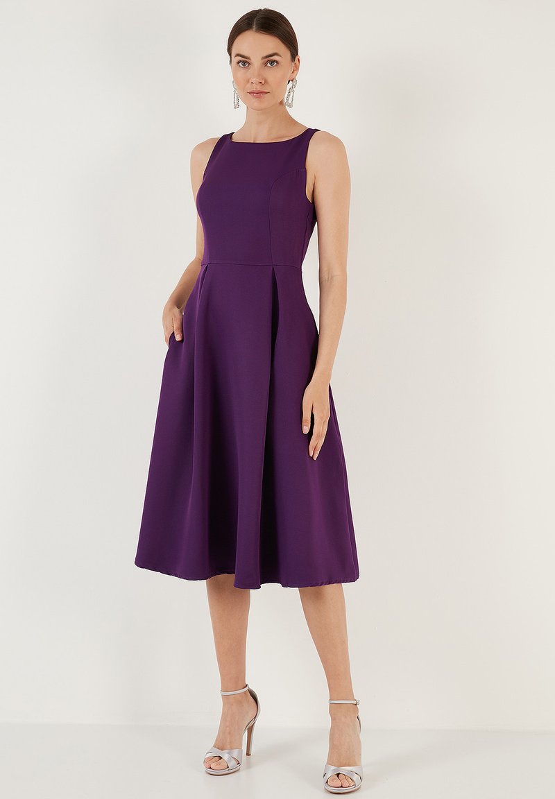 strapless open back dress Designer Dark Purple Long Dress | Deep V Cut Dress main image 0