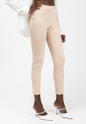 BUTTON DETAIL - Leggings - Trousers - beige