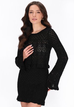 Striktrøje - black black