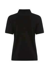 Sort polo-skjorte med korte ærmer, klassisk krave og glat stof. Ingen synlige mønstre eller logoer. Bagview vist.