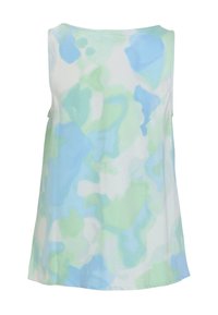 Top senza maniche in tessuto leggero con un motivo acquerellato in tonalità di blu e verde morbido, con una vestibilità rilassata e scollatura arrotondata.
