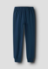 Marineblaue Jogginghose aus weichem Material, mit elastischem Bund und schmal zulaufenden Bündchen an den Knöcheln.