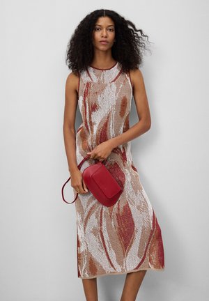 JACQUARD - Jumper dress - byrgundy ecru