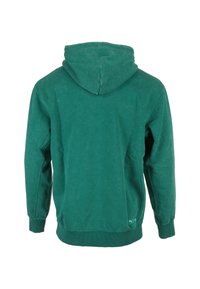 Felpa con cappuccio verde realizzata in morbido tessuto. Presenta una tasca a marsupio, polsini e orlo a coste. Sul retro è presente un discreto dettaglio del logo.