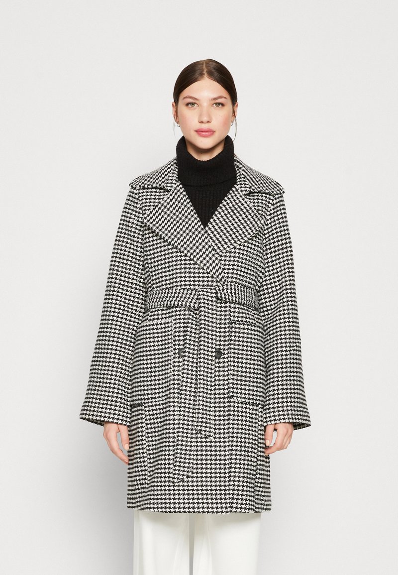 Pieces PCJOANNES CHECKED COAT BELT Manteau classique black/white