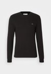 LABEL WAFFLE TEE - Long sleeved top - black