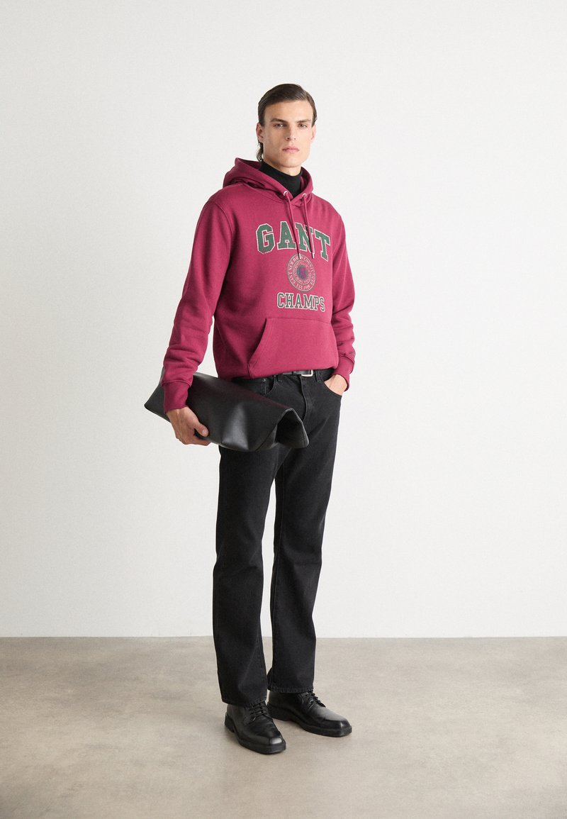GANT FRONT GRAPHIC - Mikina s kapucí - rich wine