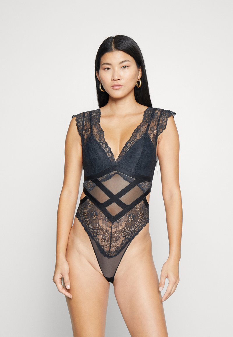 Body Noir Hunkemöller Gabrielle - Taille 80B - Dentelle - Armature - Neuf Sans Étiquettes