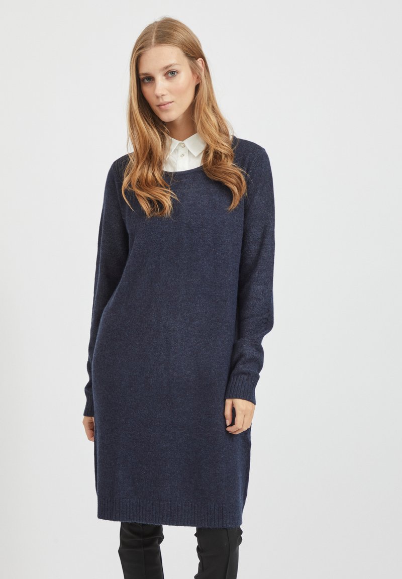 VILA VIRIL DRESS - Vestido de malha - total eclipse melange