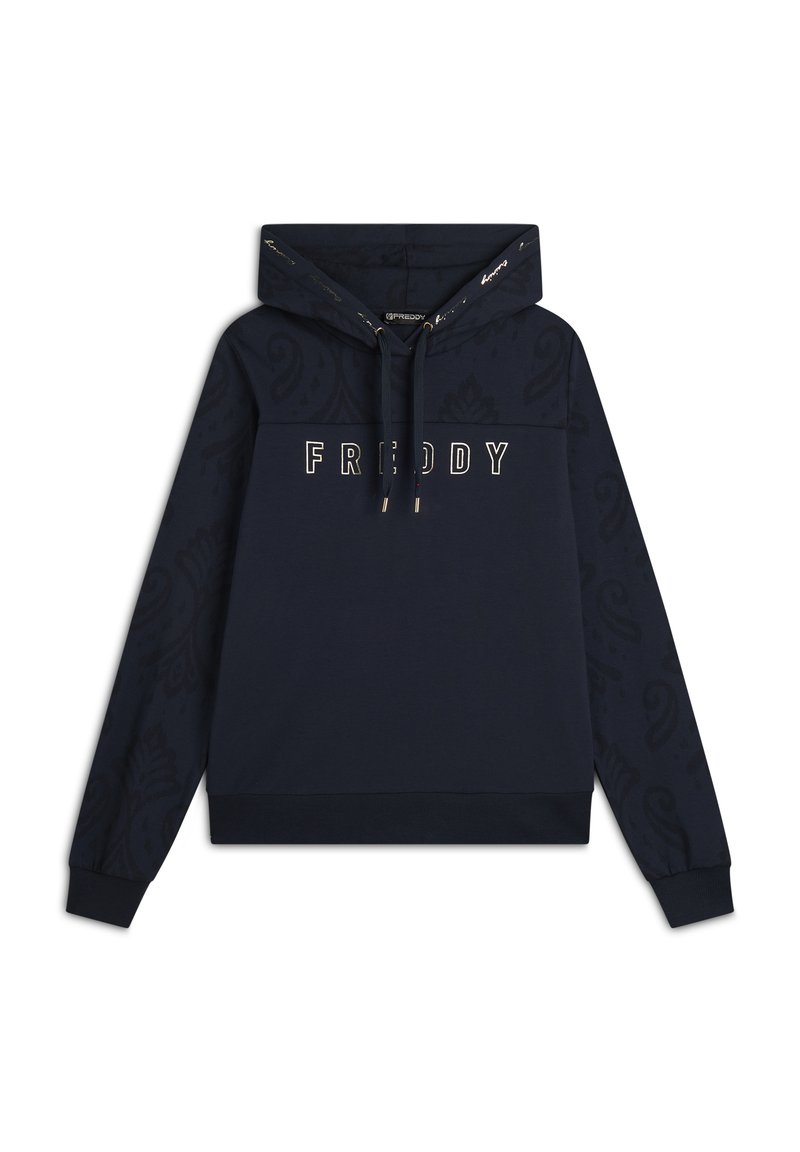 Freddy Felpa con cappuccio - blu navy allover ikat blu