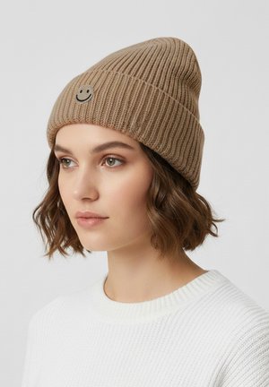 Faera, STRICKMÜTZE MIT SMILEY-STICKEREI - Beanie - braun