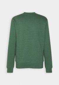 Felpa verde con maniche lunghe, collo a giro e polsini e orlo a costine. Realizzata in un tessuto morbido con una texture liscia e senza motivi visibili.