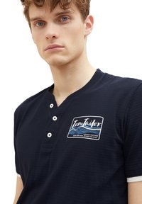 TOM TAILOR KURZARM HENLEY GESTREIFT - Tričko s potlačou - dunkelblau