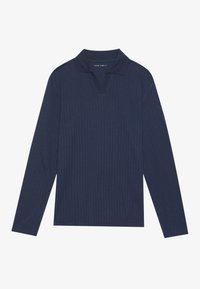 LONG SLEEVED RIBBED POLO - Hosszú ujjú felső - navy