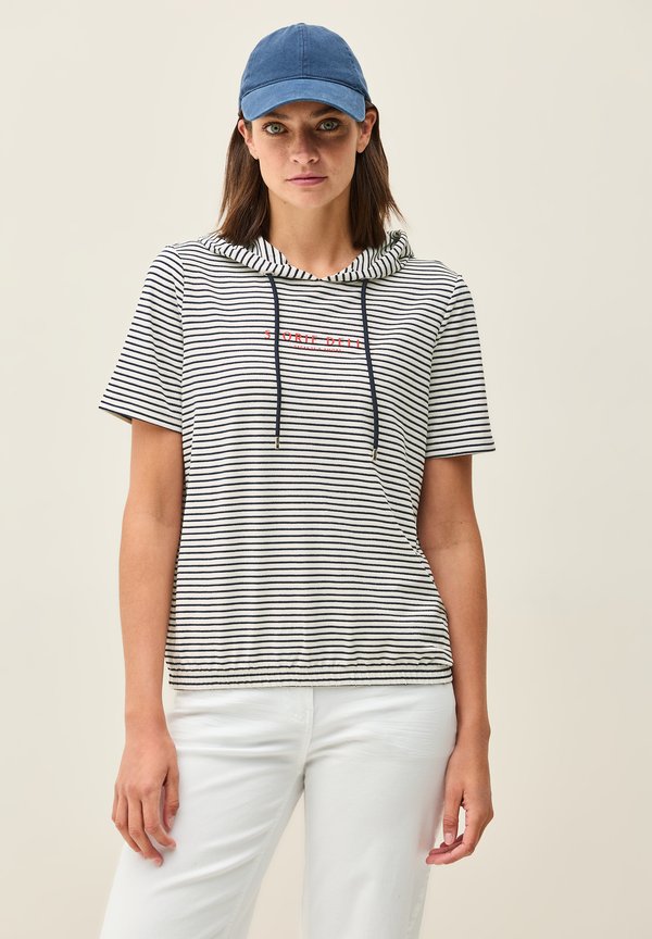 STREIFEN- MIT GLITZER - Kapuzenpullover - weiß