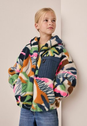 Next, REGULAR FIT - ZIP UP HOODIED BORG JACKET - Forro polar - abstract leaf print