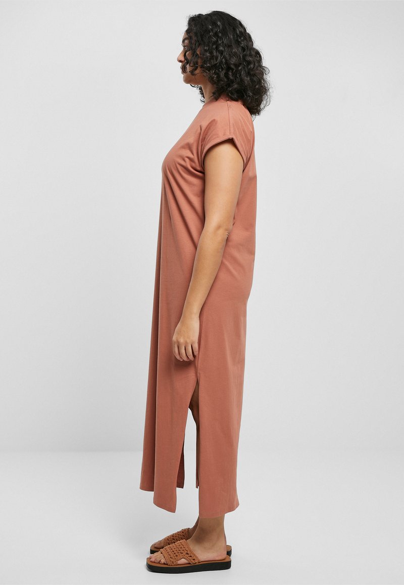 Urban Classics DAMEN LADIES LONG EXTENDED SHOULDER DRESS - Jersey dress -  terracotta/cognac - Zalando