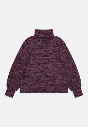 Μωβ ζιβάγκο πουλόβερ με υφή, φουσκωτά μανίκια και cropped εφαρμογή. Φτιαγμένο από μαλακό, ελαστικό πλεκτό υλικό.