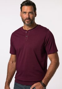 JP1880 HENLEY BAUCHFIT HALBARM - Camiseta básica - dark ruby