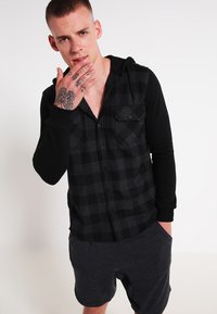 Urban Classics CHECKED  - Felpa con zip - black