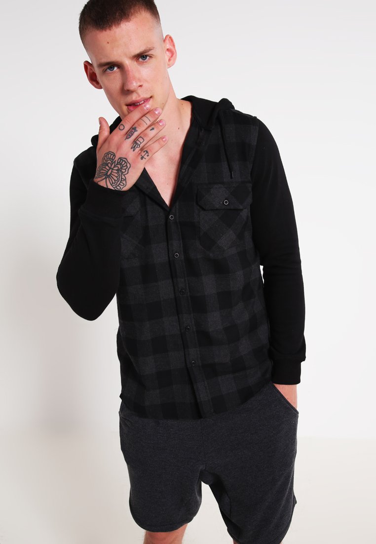 Urban Classics CHECKED  - Felpa con zip - black