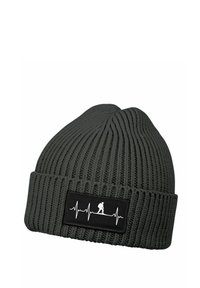 Neverless MIT PATCH AUFDRUCK HERZSCHLAG WANDERN - Beanie - dunkelgrau