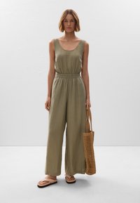 OYSHO LINEN STRAPPY LONG - Overall / Jumpsuit - mottled green