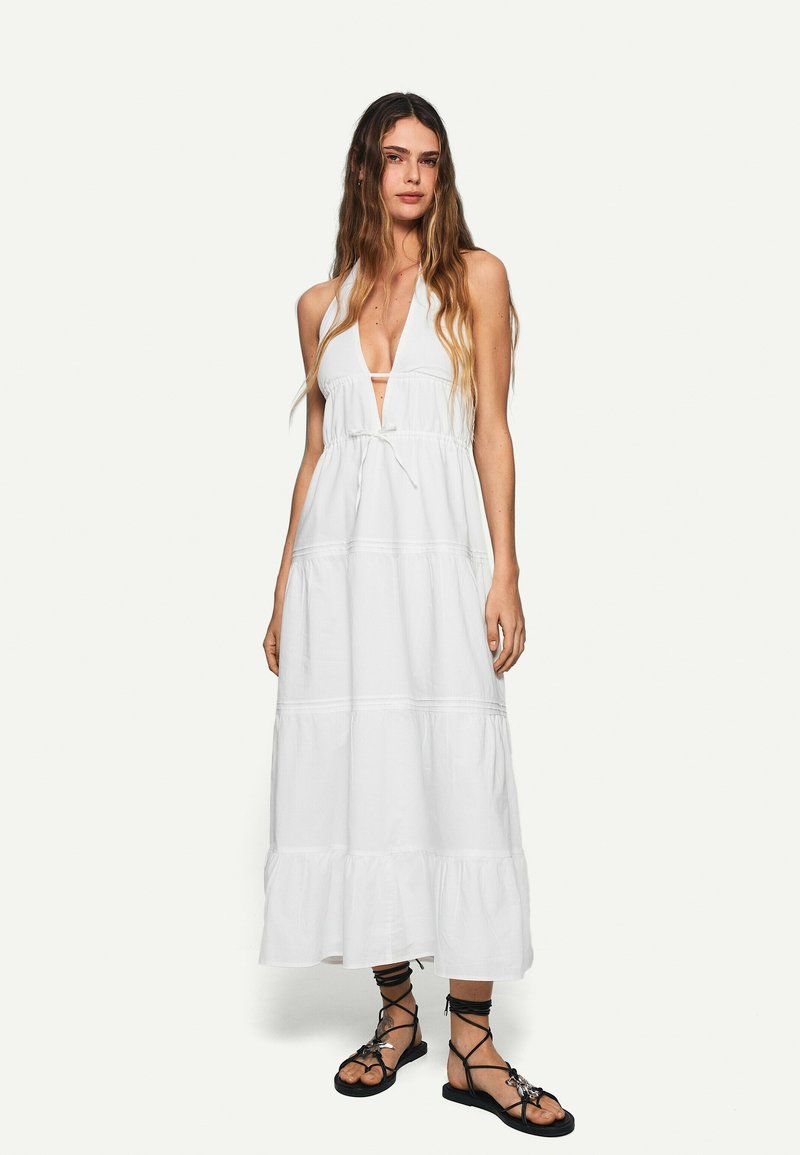 Bershka - HALTERNECK - MIDI - Maxikleid - white, Vergrößern