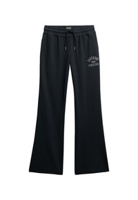 Zwarte wijde sweatpants met elastische tailleband, trekkoord, zijzakken en het "Superdry Athletics" logo op de bovenste linkerdij.