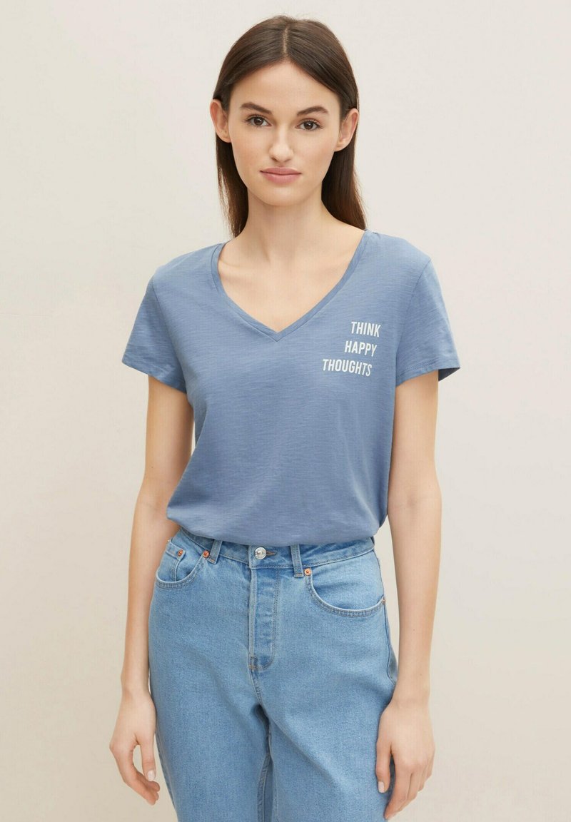 Damen T-Shirts | TOM TAILOR DENIM MIT TEXTPRINT T-Shirt print soft mid blue/blau - LN69429 Damen T-Shirts | TOM TAILOR DENIM MIT TEXTPRINT T-Shirt print soft mid blue/blau - LN69429