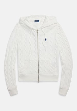 CABLE KNIT COTTON FULL ZIP HOODIE - Cardigan - white