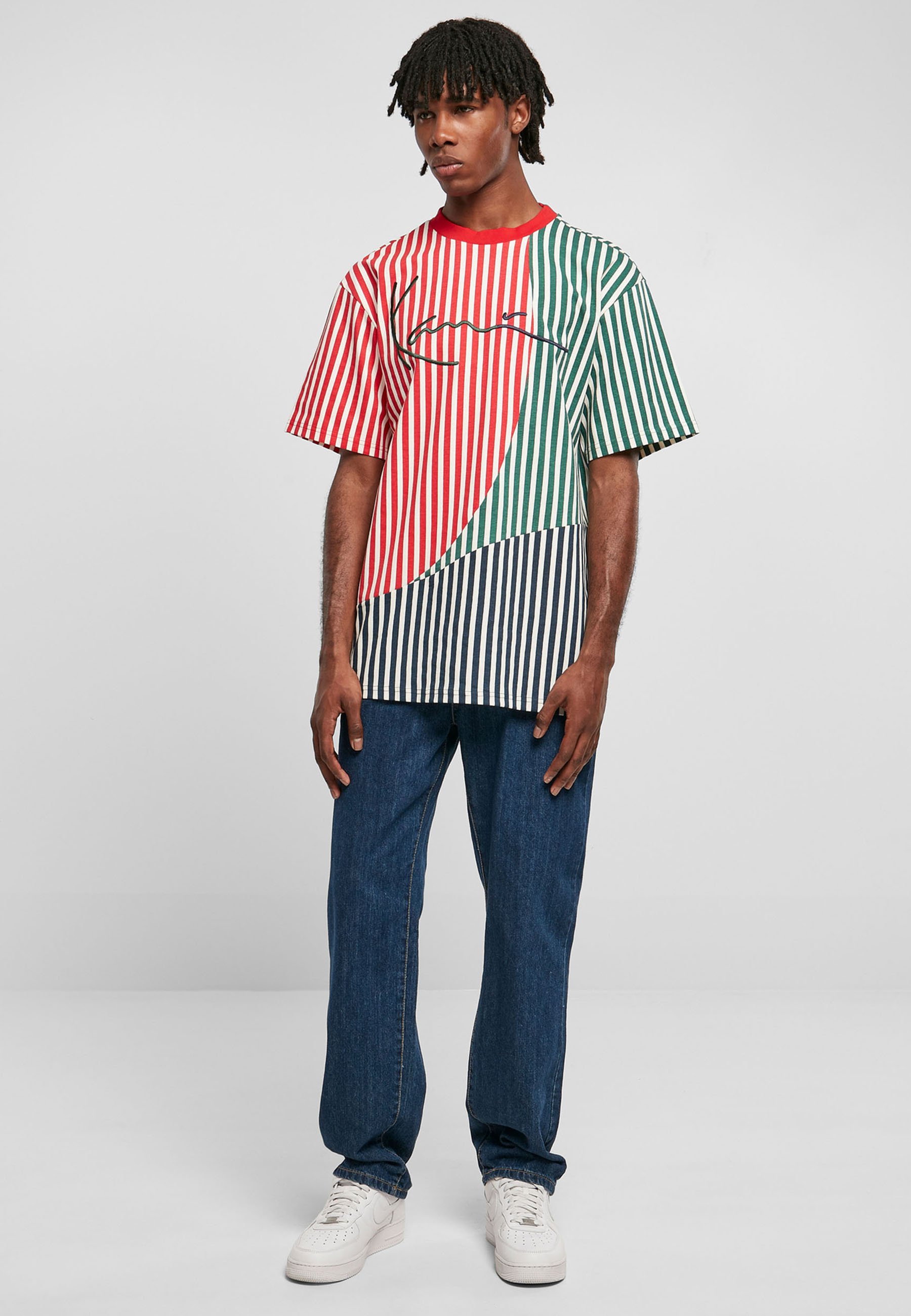 Karl Kani SIGNATURE STRIPE BLOCK - Print T-shirt - red navy dark
