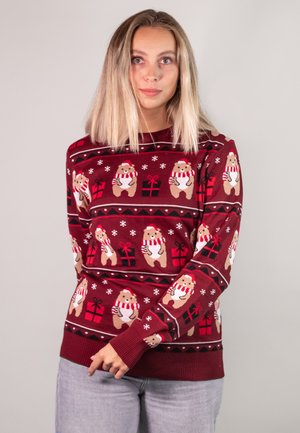 CHRISTMAS BÄREN UND GESCHENKE - Strickpullover - red