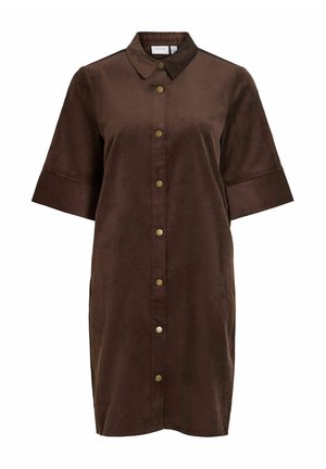 VILA, SHORT DRESS VICOURDIE CORDUROY - Robe chemise - coffee bean