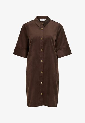VILA, SHORT DRESS VICOURDIE CORDUROY - Vestido camisero - coffee bean