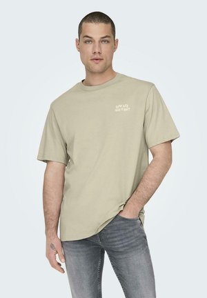 Only & Sons 2ER-SET GESCHNITTEN RUNDHALS KURZARM - Print T-shirt - beige rot