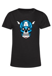 Marvel AVENGERS CLASSIC CAPTAIN AMERICA SUGAR SKULL - Triko s potiskem - black