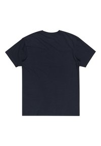 Marineblaue kurzärmlige T-Shirt, runder Ausschnitt, weicher Stoff, lockere Passform, mit einer schlichten Rückseite und ohne sichtbare Logos oder Designs.