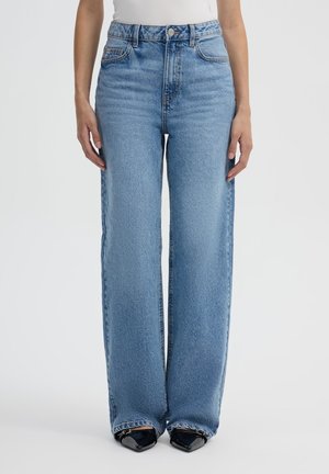 Terranova, PANTALONE JEANS LUNGO TINTA UNITA - Wide Leg - blu denim medio