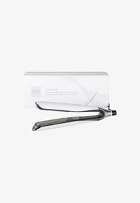 GHD Chronos haarstylers in zwart en zilver, met een slank ontwerp, bewegingsresponsieve technologie en een rechthoekige plaat.