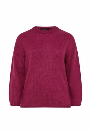 Gebreide trui in fuchsia, met een ronde hals, lange mouwen en een relaxte pasvorm met een textuurafwerking. Geen zichtbare sluitingen.