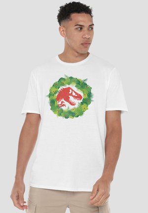 Universal Studios, UNIVERSAL/JURRASSIC WORLD CHRISTMAS WREATH - Print T-shirt - white