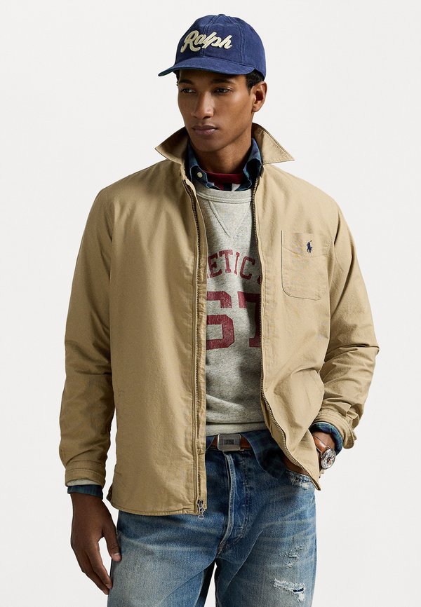 GARMENT-DYED OXFORD OVERSHIRT - Light jacket - beige