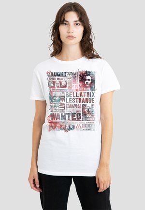 Cotton Soul, HARRY POTTER DEATH EATERS MOST WANTED NEWS CLIPPINGS - Print T-shirt - white