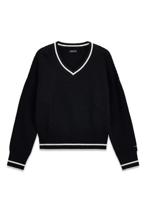 Guess Jeans, V-AUSSCHNITT PULLOVER - Πουλόβερ - schwarz