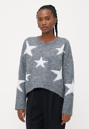 ONLAZU STAR O NECK  - Pullover - dark grey melange/cloud dancer