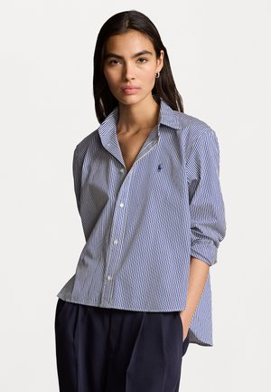 Polo Ralph Lauren CROPPED BOXY STRIPED COTTON SHIRT - Button-down blouse - white/fall royal