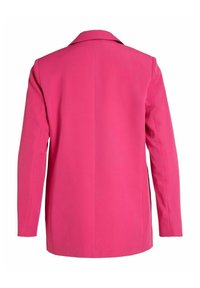 Blazer ajusté rose vif à manches longues, vu de dos sur un fond blanc.