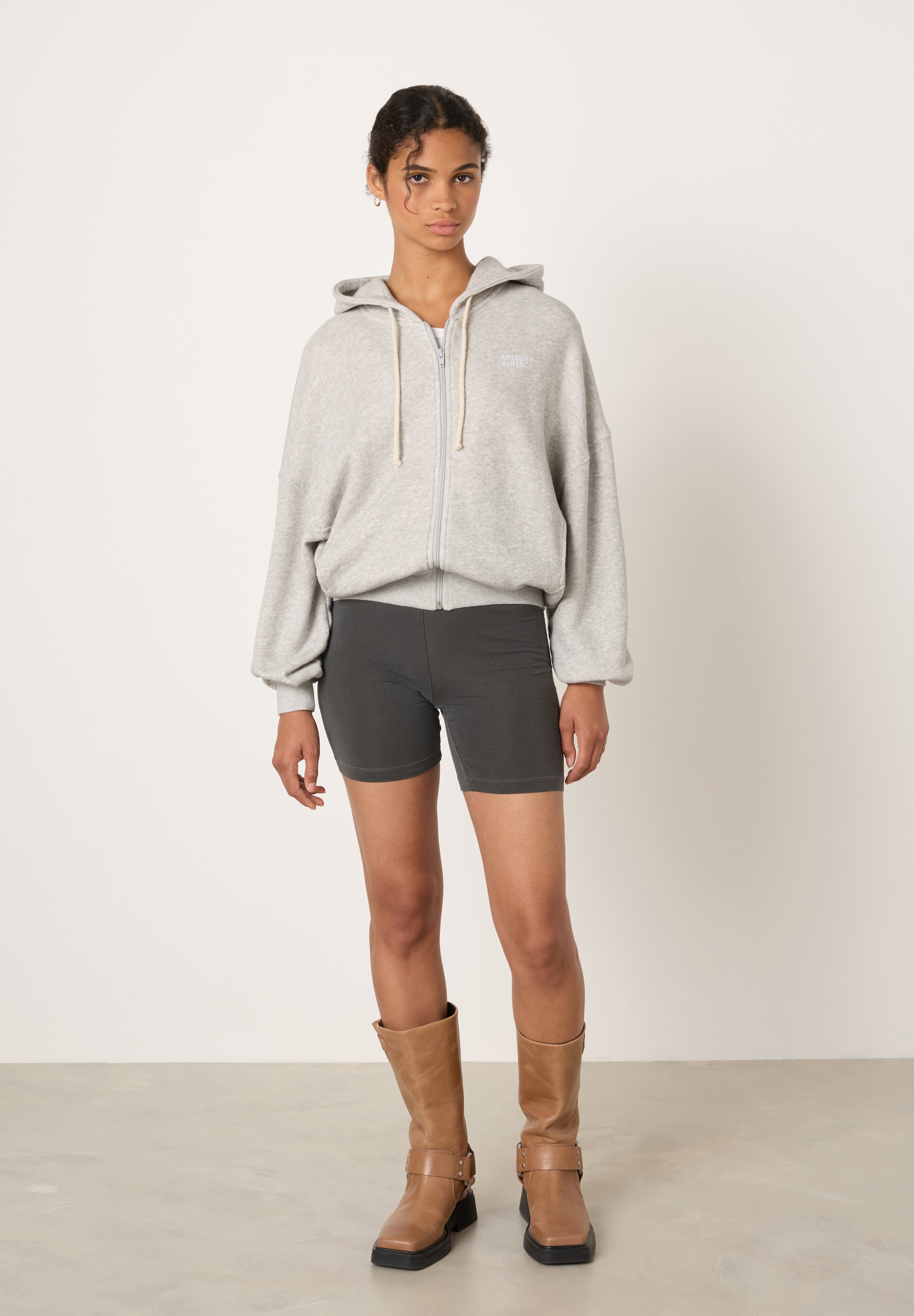 American Vintage Zip-up sweatshirt - gris chine/mottled grey